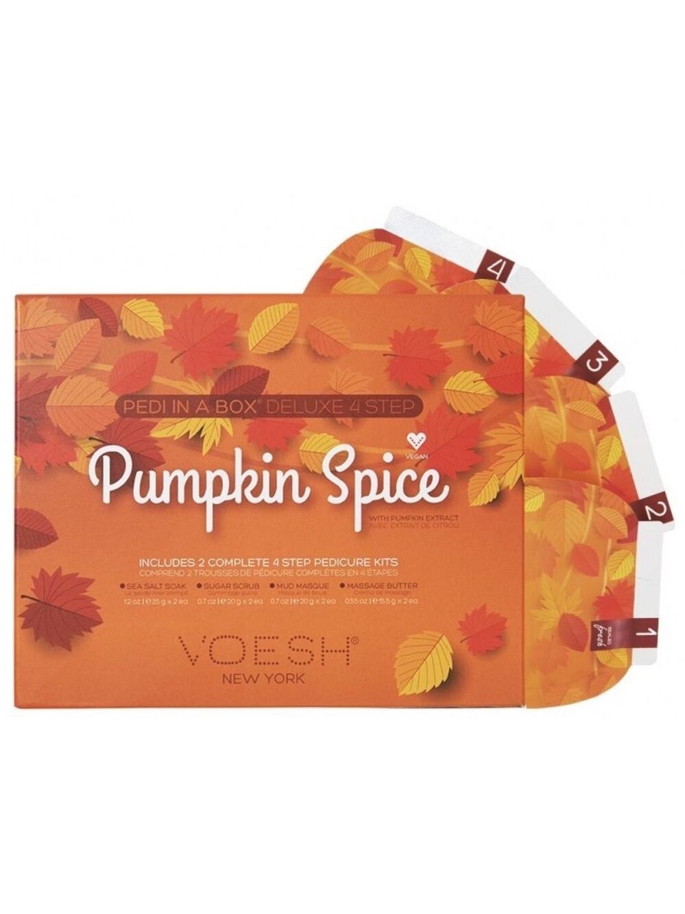 VOESH Pedi in Box Pumpkin Pie (Deluxe 4 step: soak, scrub, masque, butter)